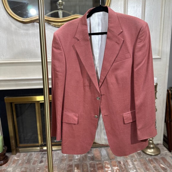 Oscar de la Renta Men’s Blazer Sport Coat Red Coral Pink 2-Button - Picture 1 of 10